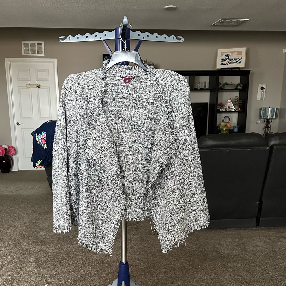 Jessica London Gray frayed bottom and sleeves Cardigan jacket. Size 20